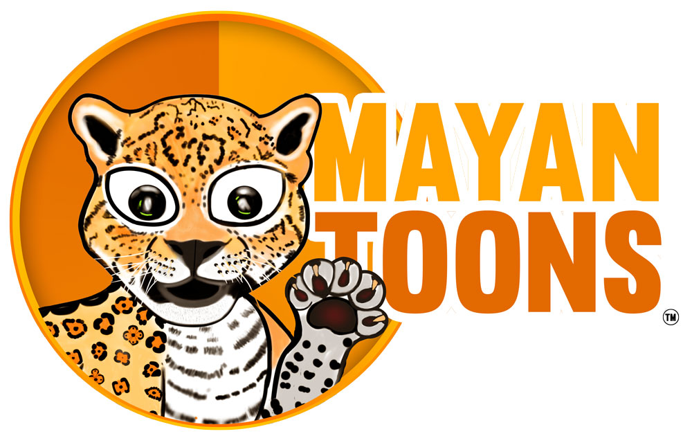 Jagggy the Jaguar logo MayanToons educational Maya cartoon comic book characters TM FLAAR 2015